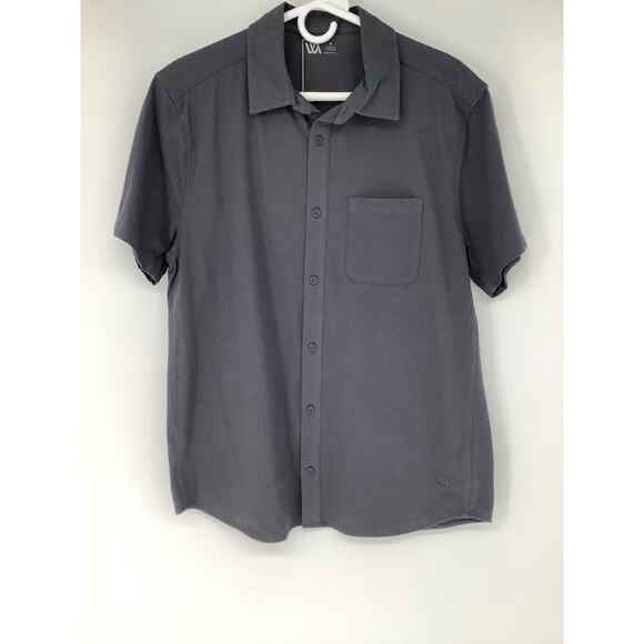 VRST Men's Medium Graphic Charcoal Refined Knit Button Down Shirt Preppy I12-12 - Picture 2 of 10